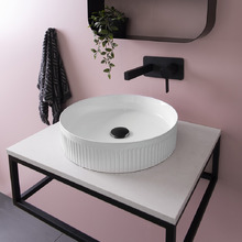 Round Fluted Above Counter Ceramic Basin